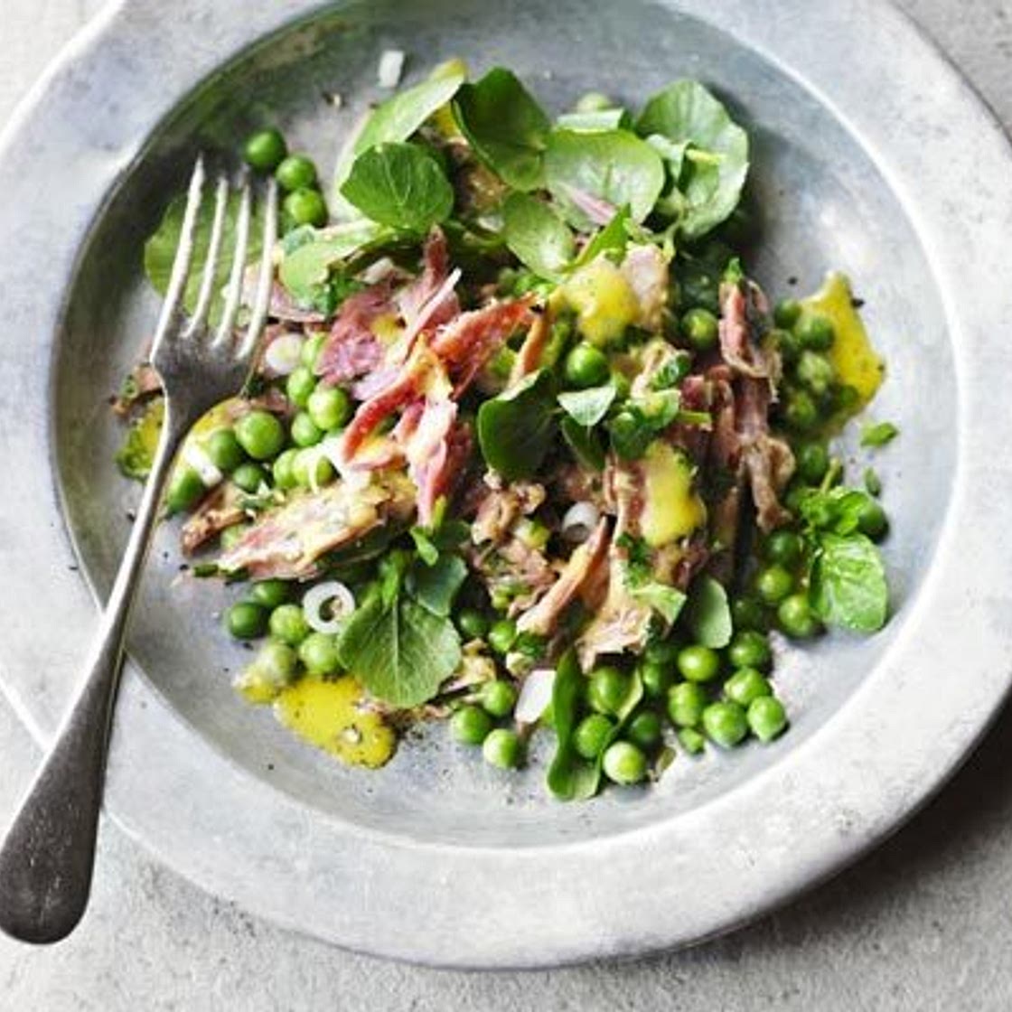 Pea, ham hock & watercress salad