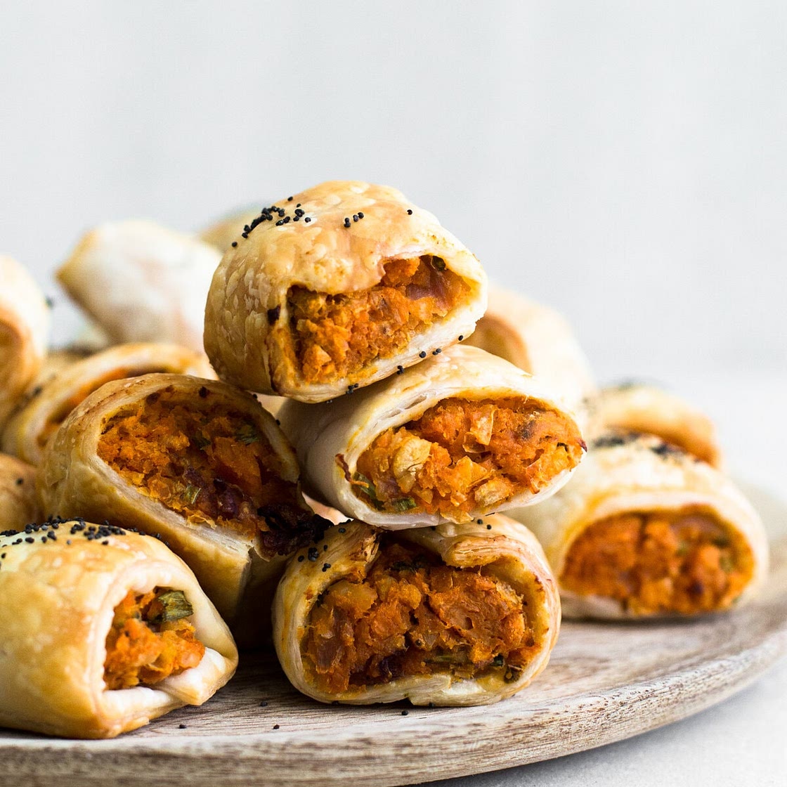 Sweet Potato and Pumpkin Sausage Rolls