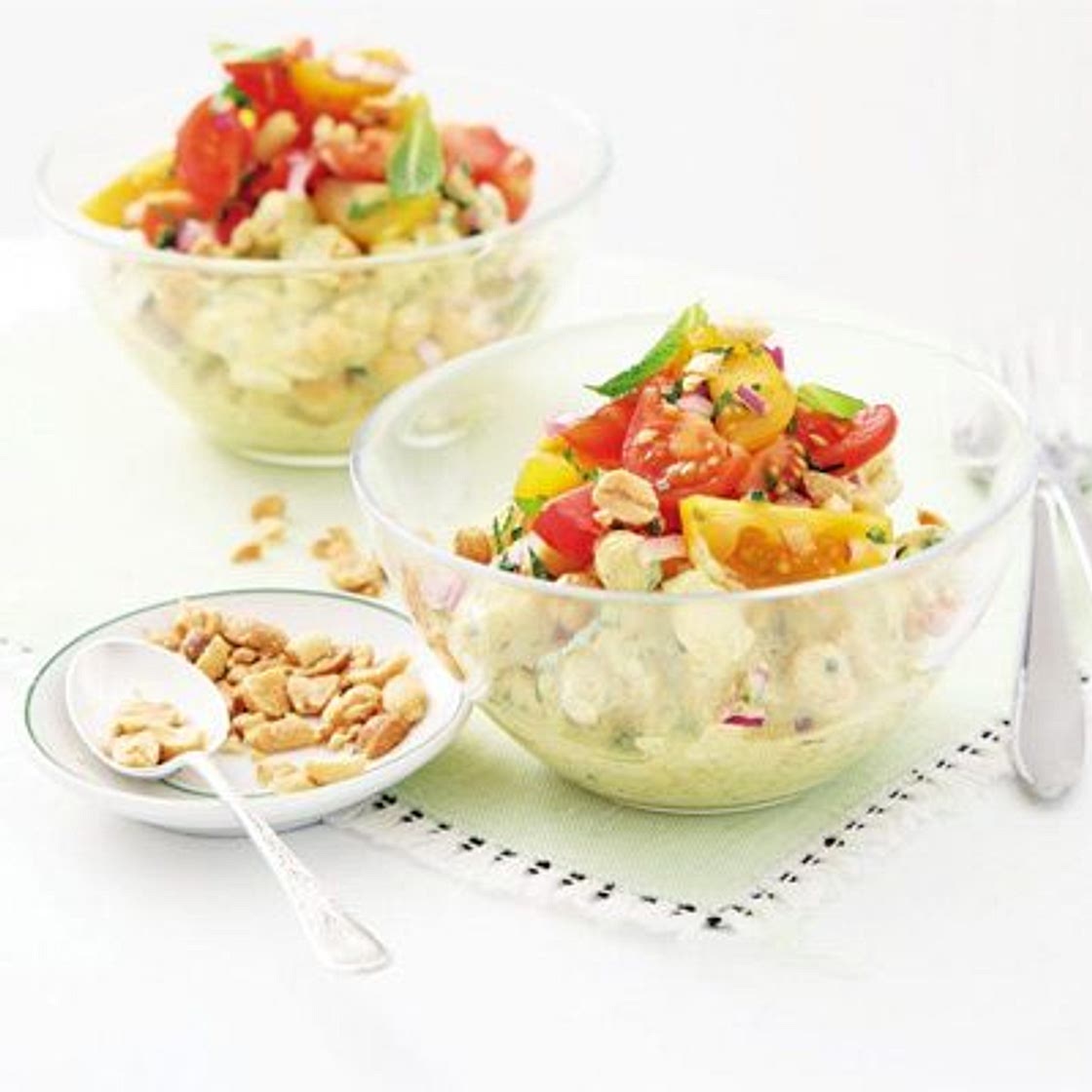 Chicken & chickpea salad with curry yogurt dressing