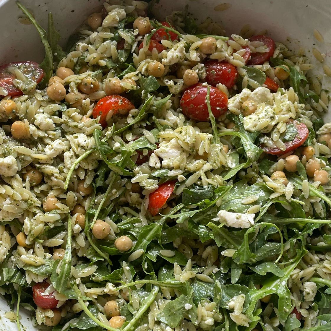 Pesto orzo salad