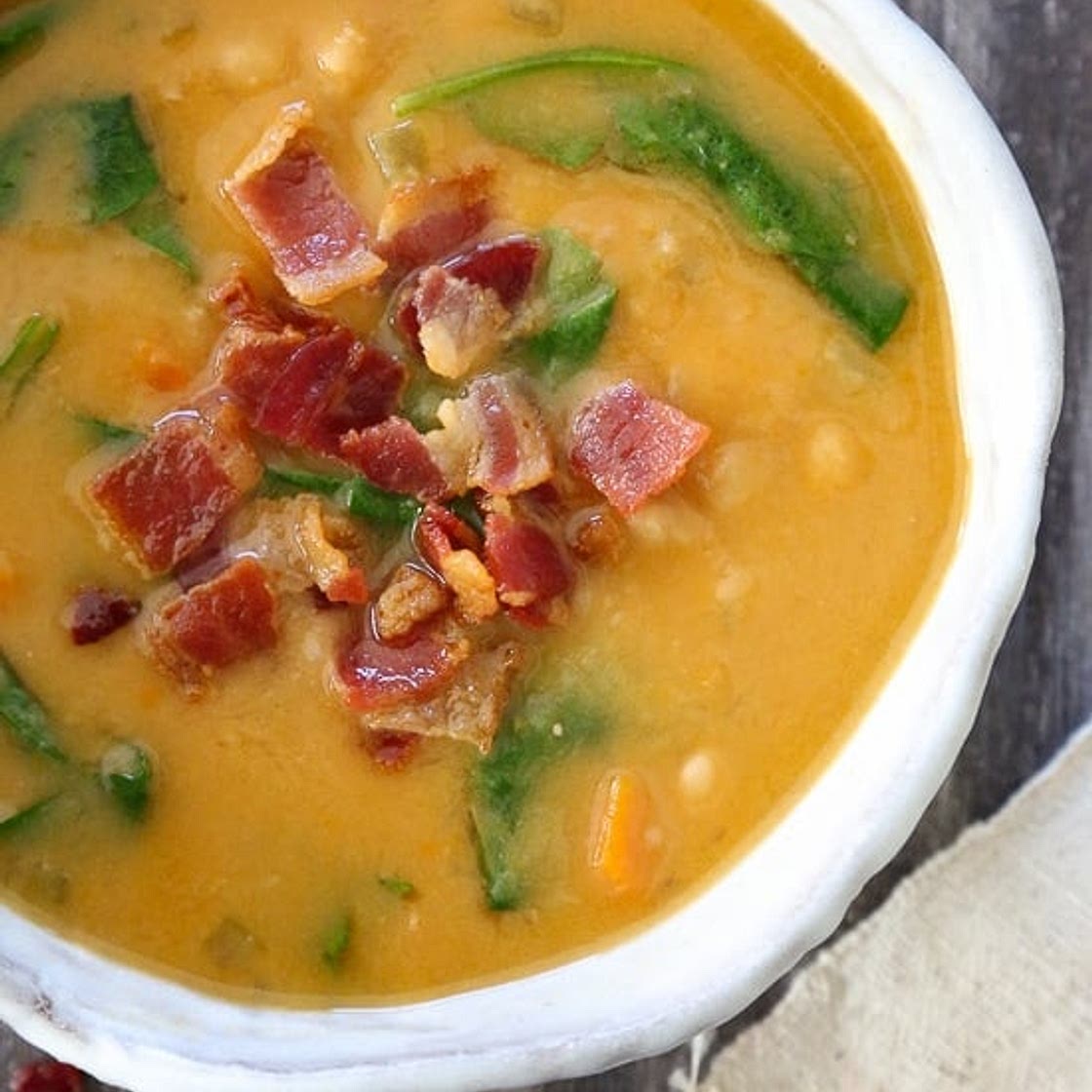 Navy Bean, Bacon and Spinach Soup (Pressure Cooker, Slow Cooker or Stove Top)