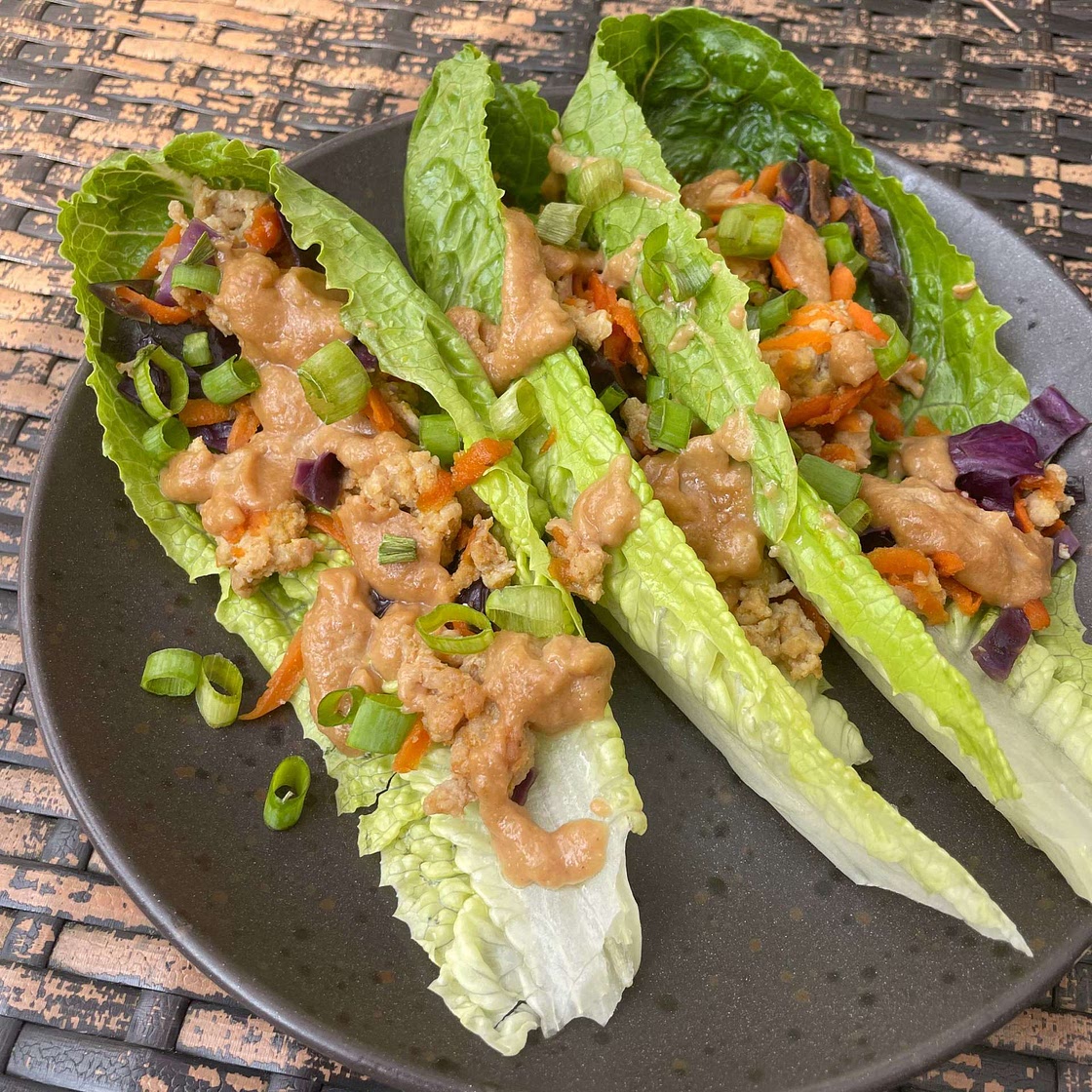 Thai Chicken Peanut Lettuce Tacos