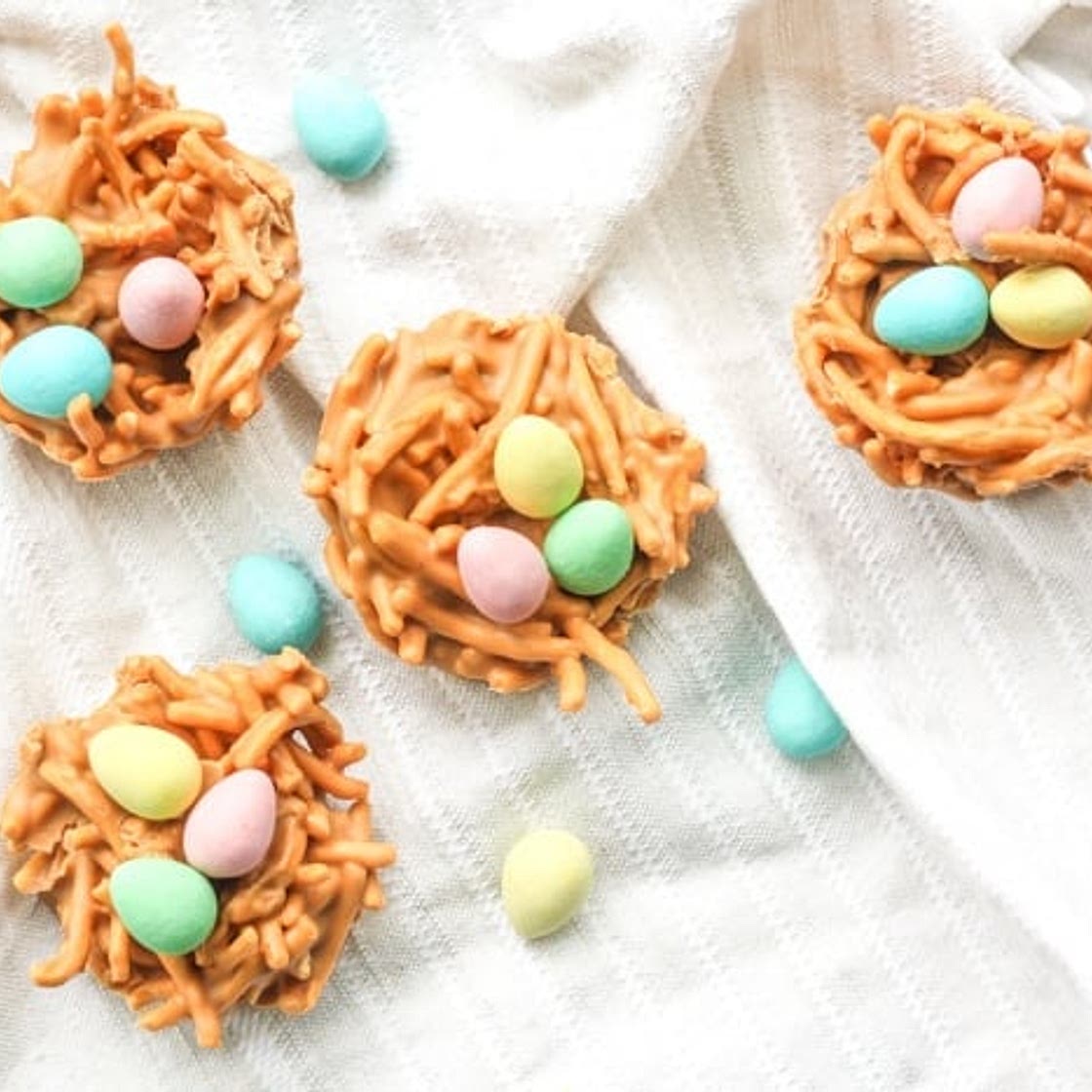 No Bake Butterscotch and Peanut Butter Bird's Nest Cookies