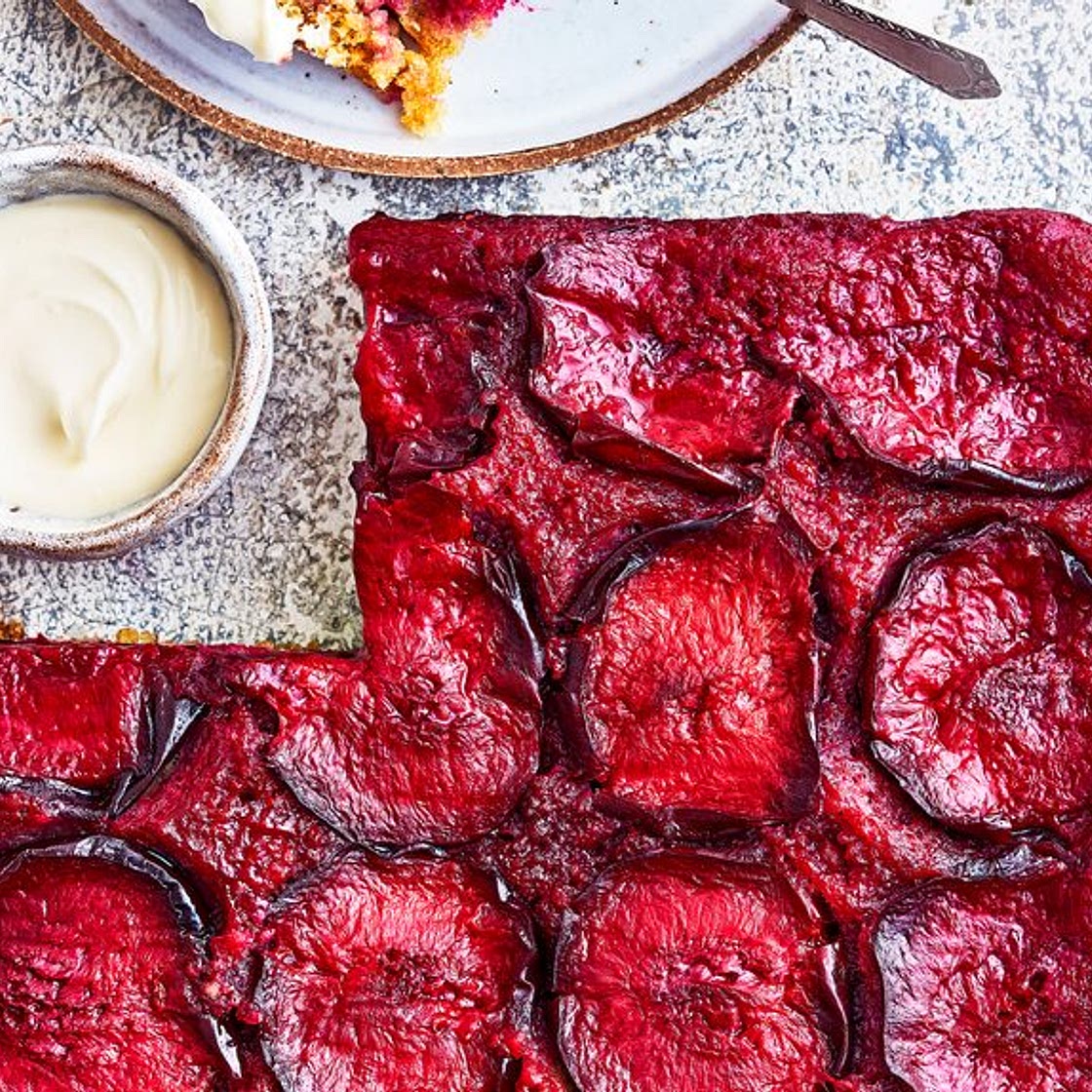 Plum upside-down cake