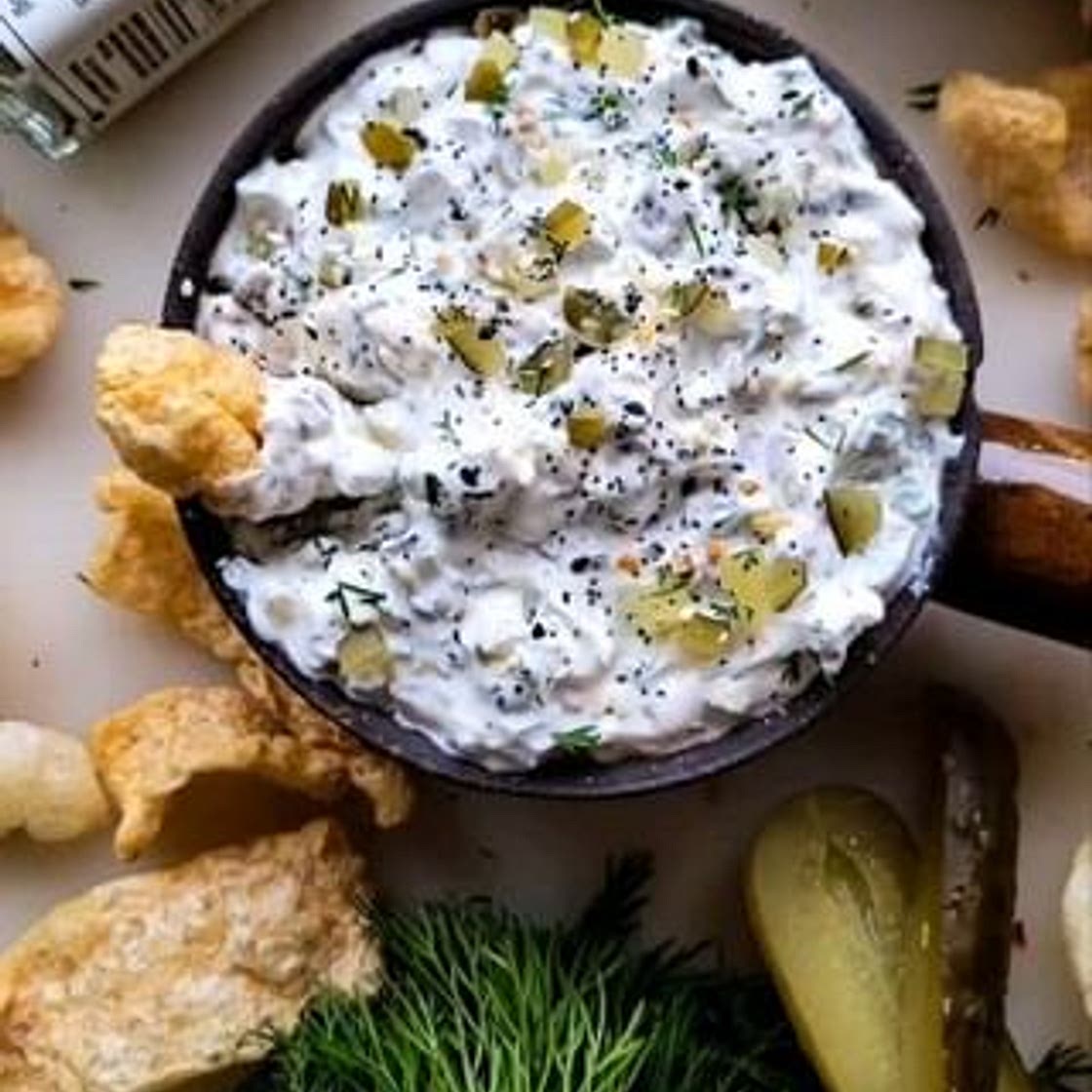 Dill Pickle Dip with Jalapeño.The last minute dip you can