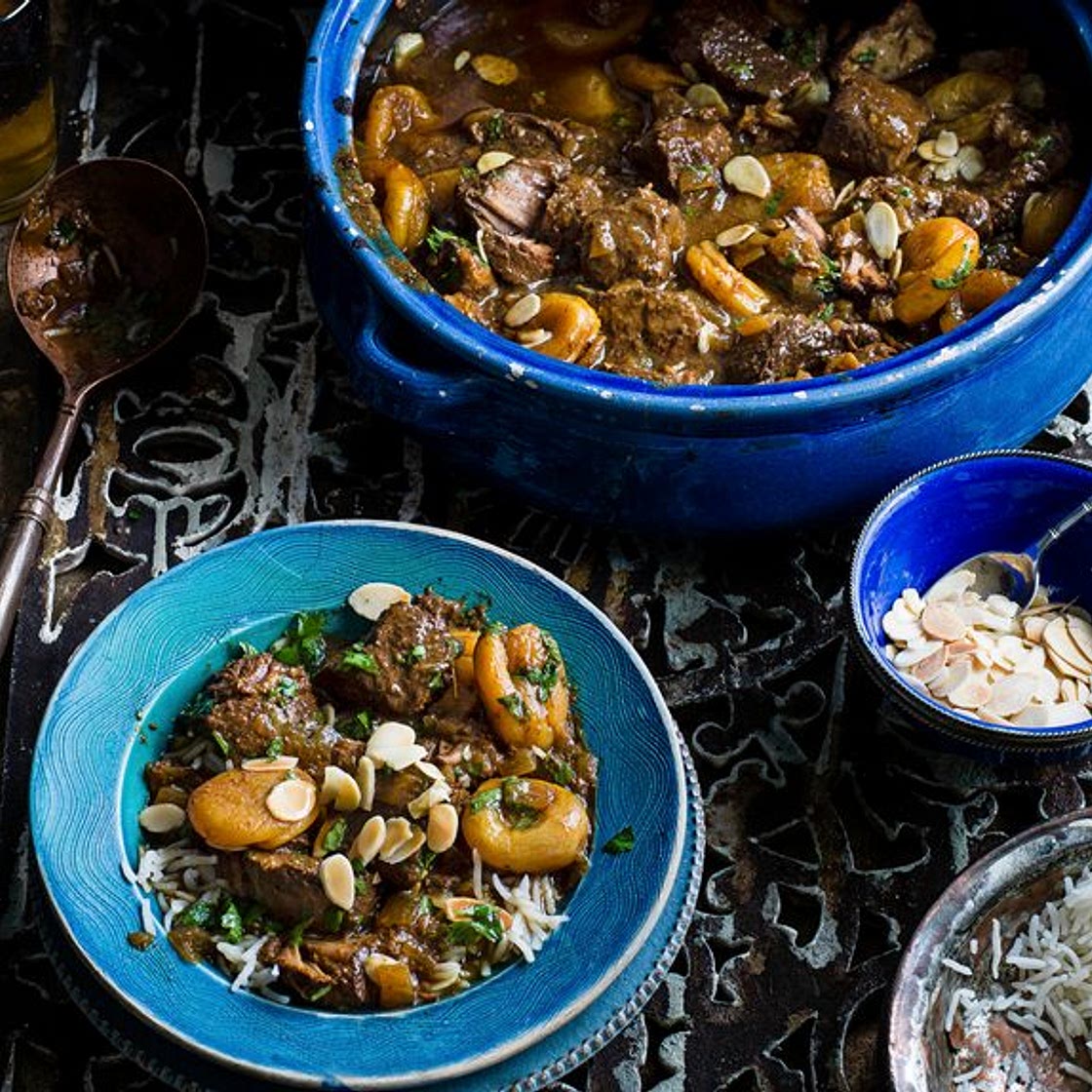 Slow-cooked pork, apricot and tamarind stew