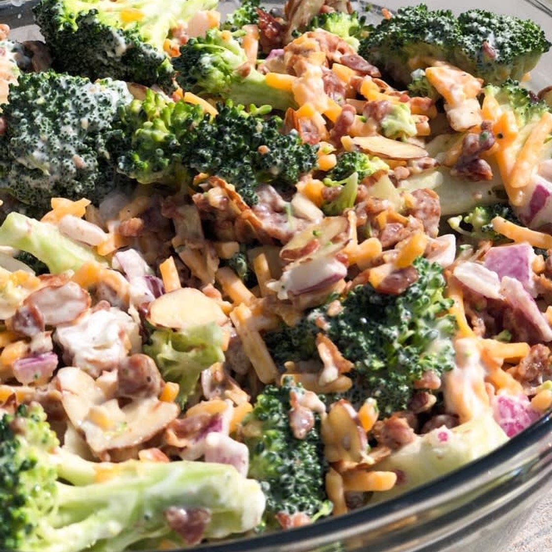 BROCCOLI SALAD WITH BACON AND CHEDDAR