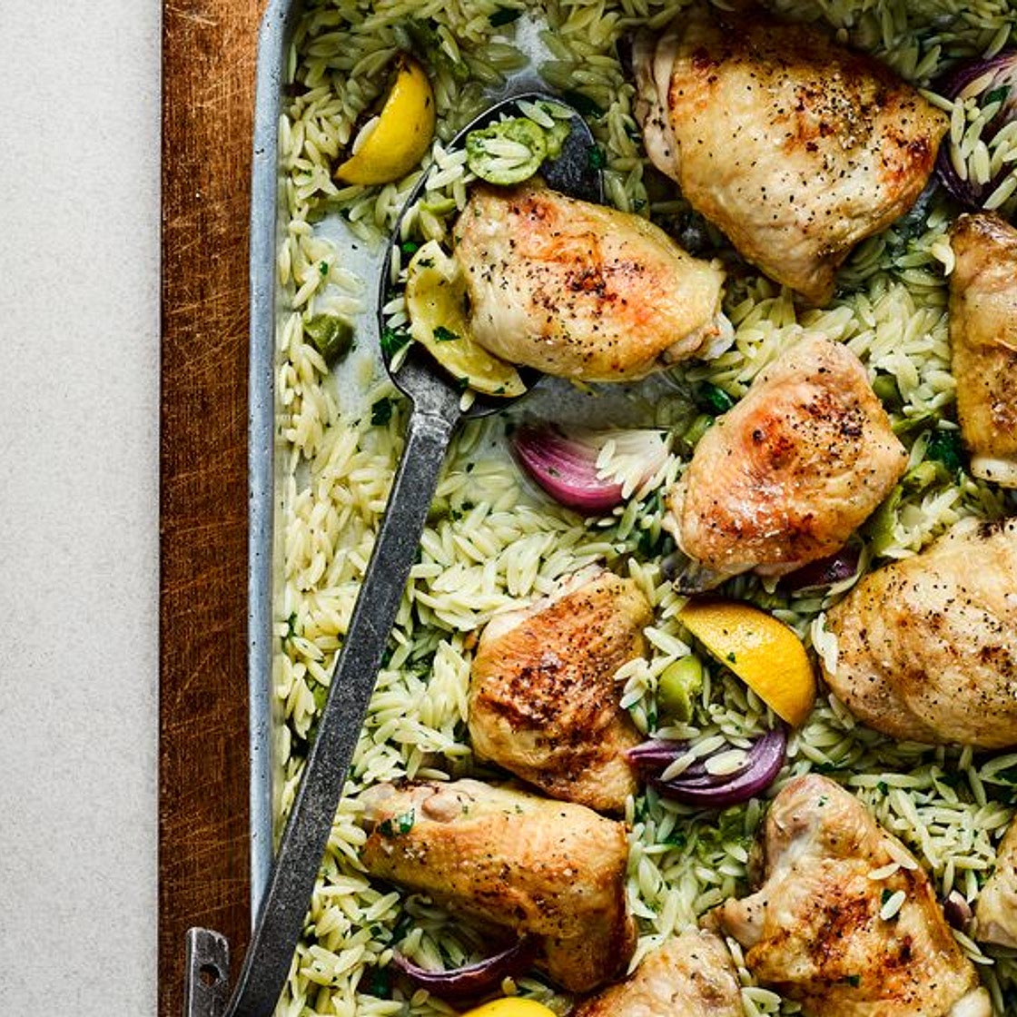 Lemon chicken with orzo