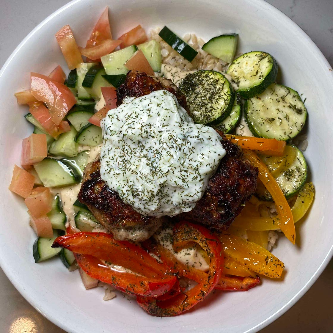 Greek Meatball Bowl