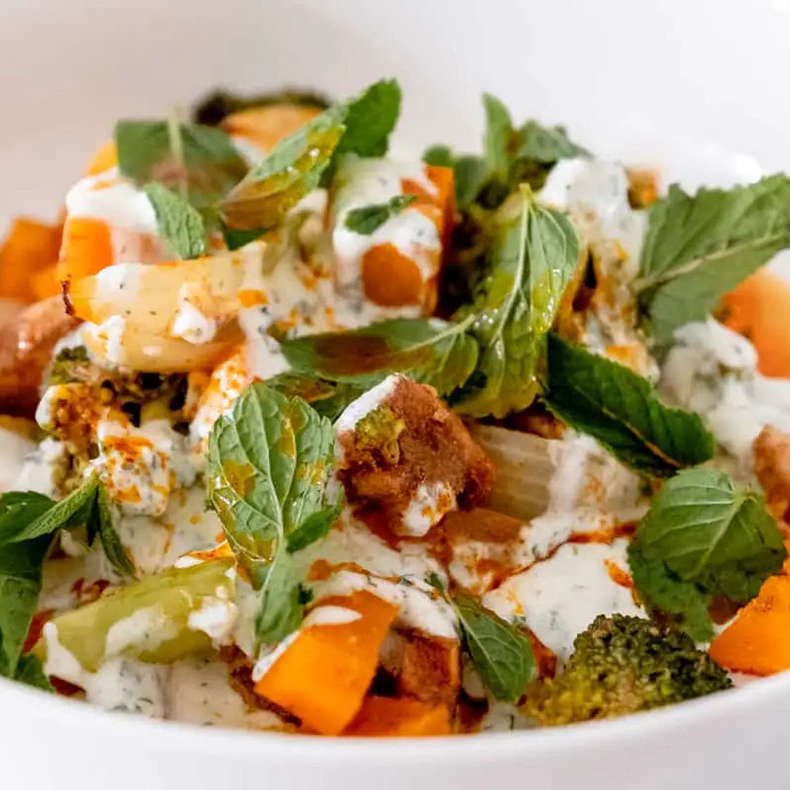 Dump and Bake Chicken with Mint Yoghurt and Burnt Butter