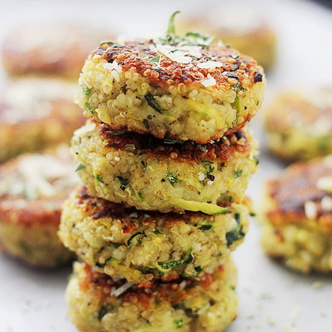 Garlicky & Cheesy Quinoa Zucchini Fritters
