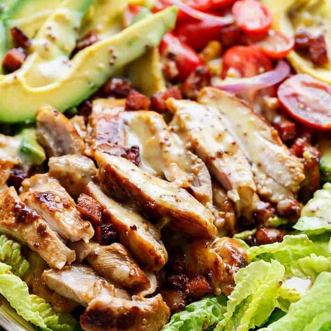 Honey Mustard Chicken Salad With Bacon And Avocado