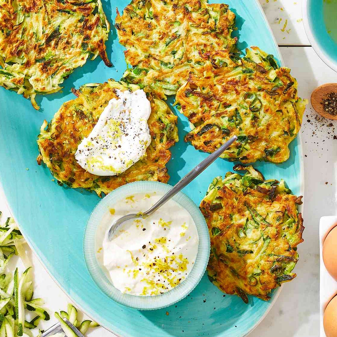 Zucchini Fritters with Lemony Sour Cream