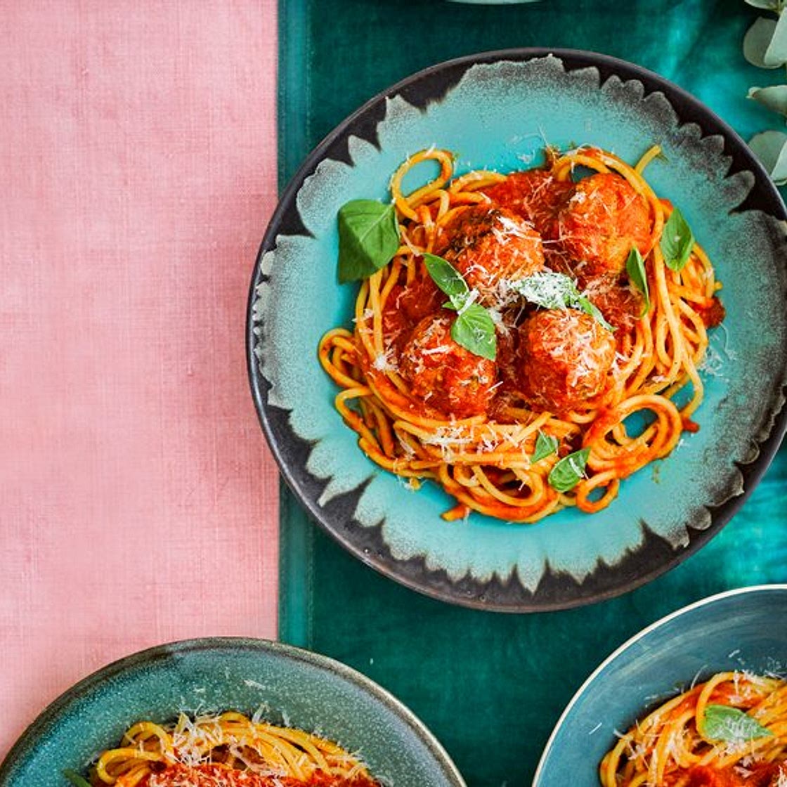 Spaghetti and turkey meatballs