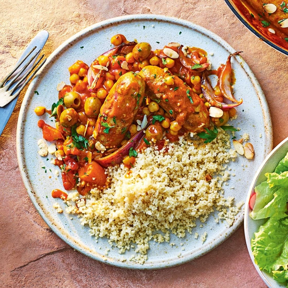 Sausage and chickpea tagine
