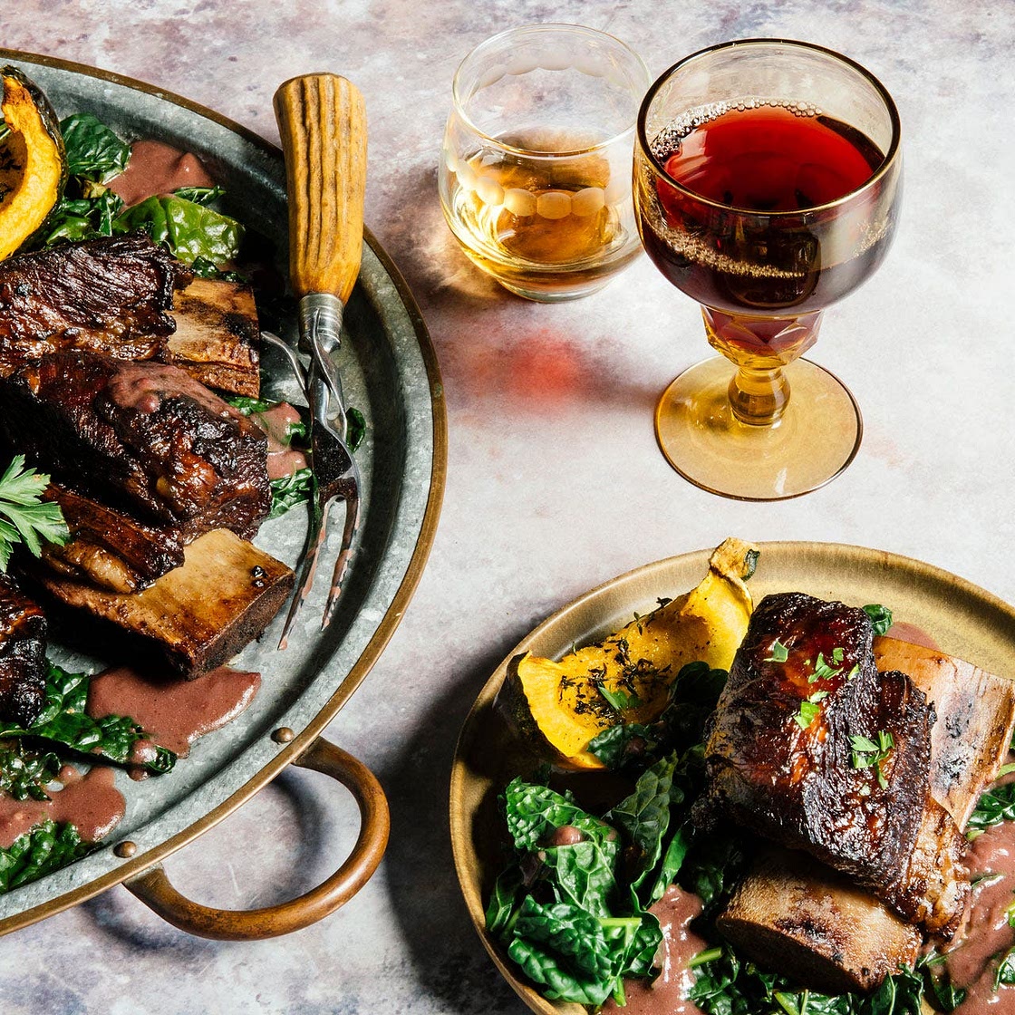 Braised Short Ribs with Zinfandel and Tuscan Kale