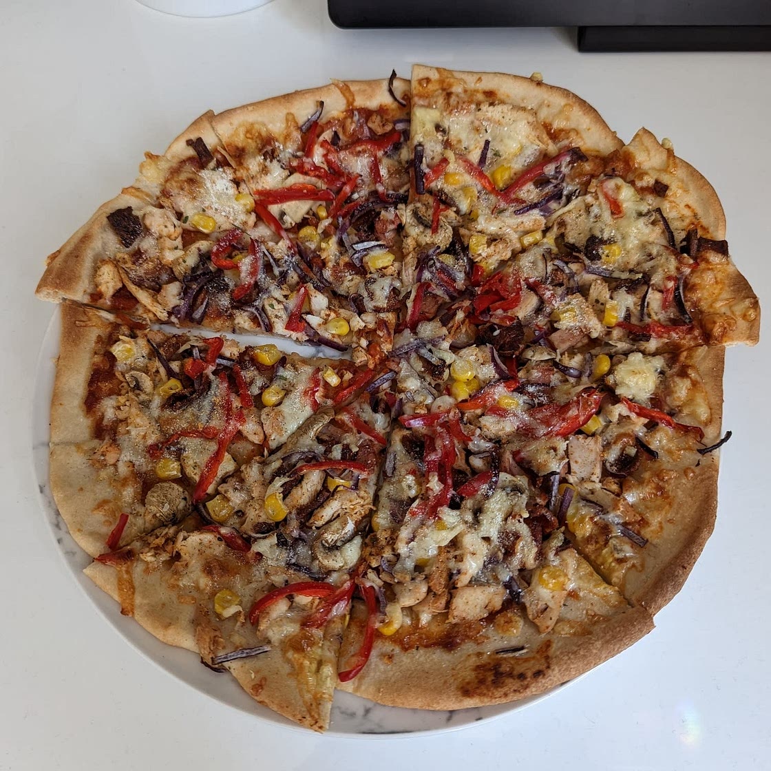 BBQ Chicken Tortilla Pizza