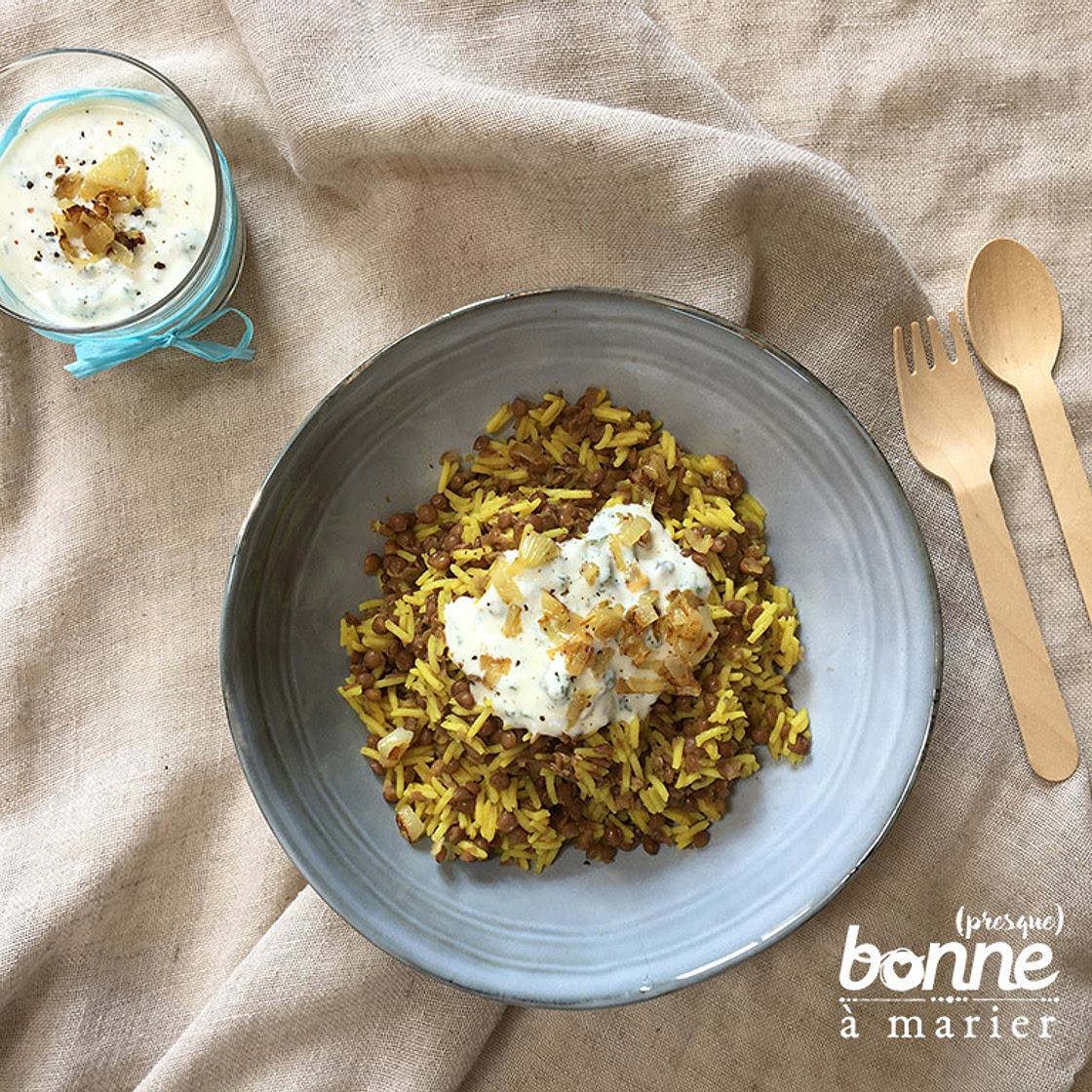 Riz aux lentilles façon Mujaddara libanais