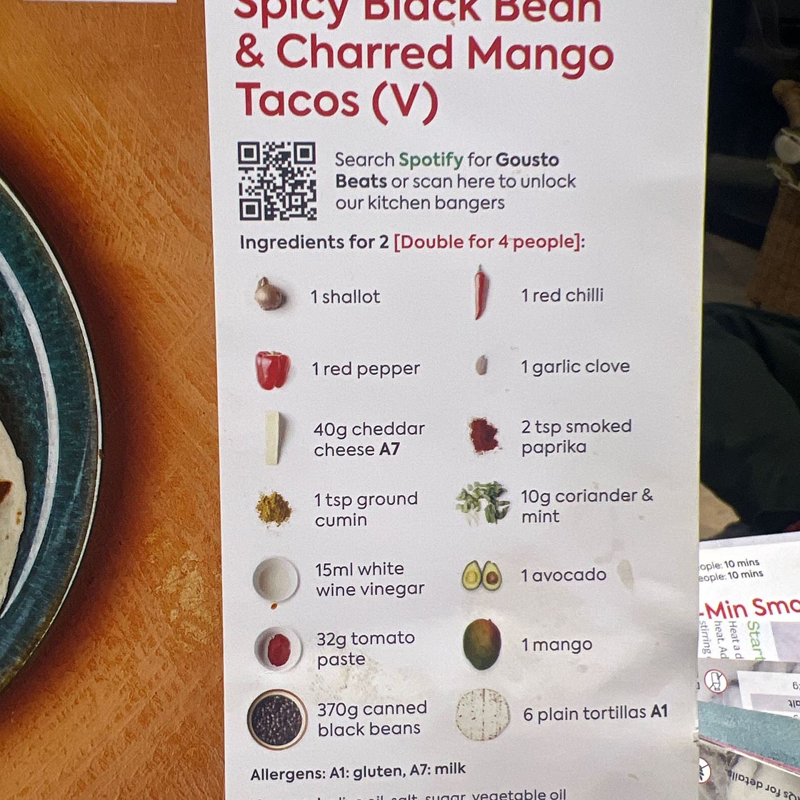 Black bean and mango tacos