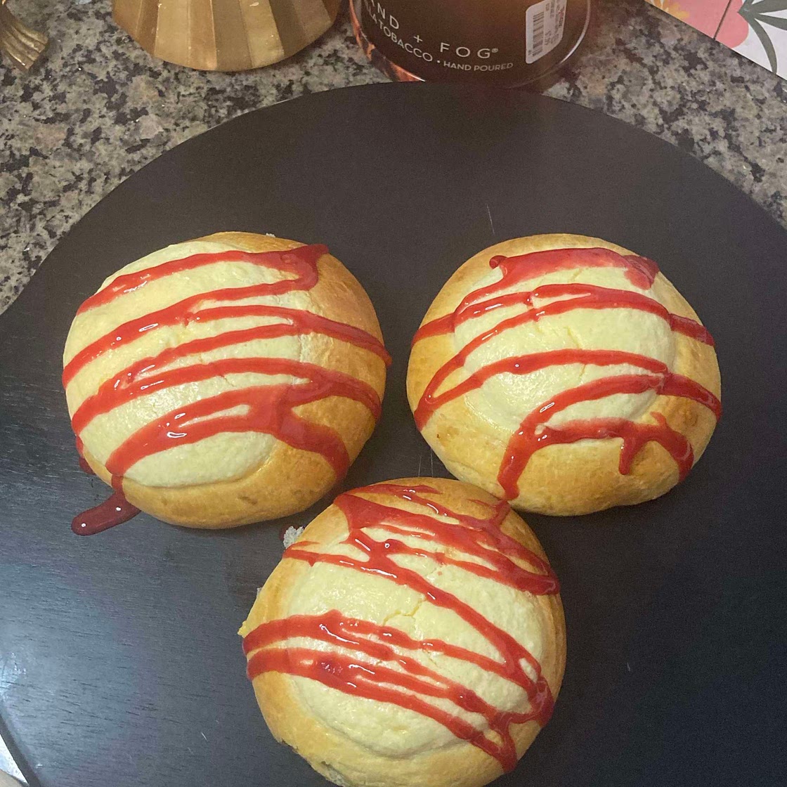 Raspberry brioche buns cheese danish 