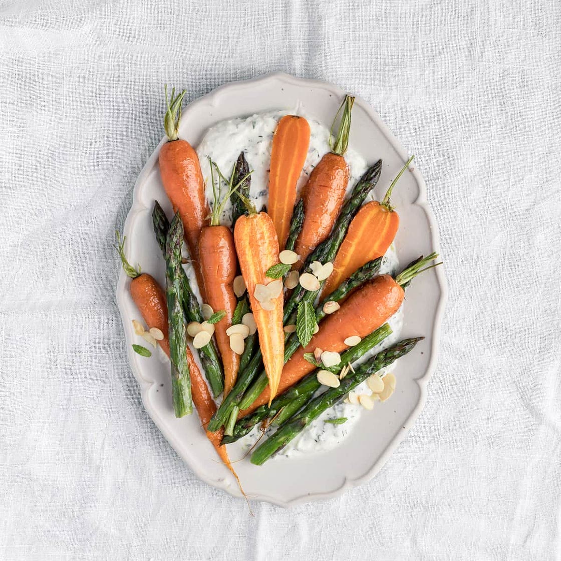 Roasted carrots and asparagus