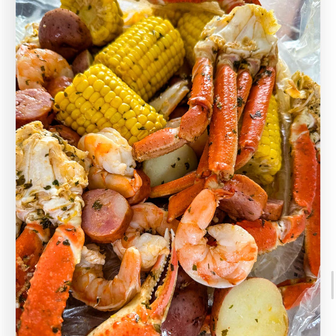 Seafood Boil in a bag with garlic butter