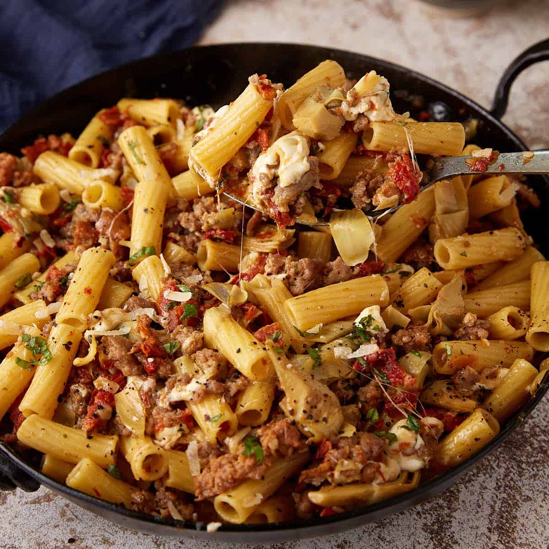 Sun-Dried Tomato Pasta with Artichoke Hearts