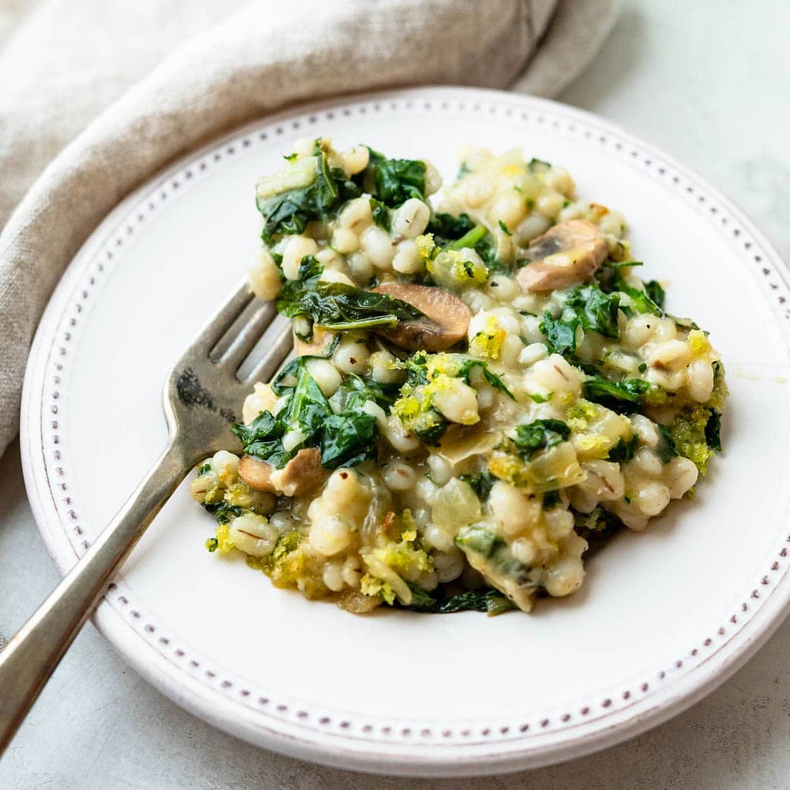 Kale Mushroom Casserole with Pearl Barley