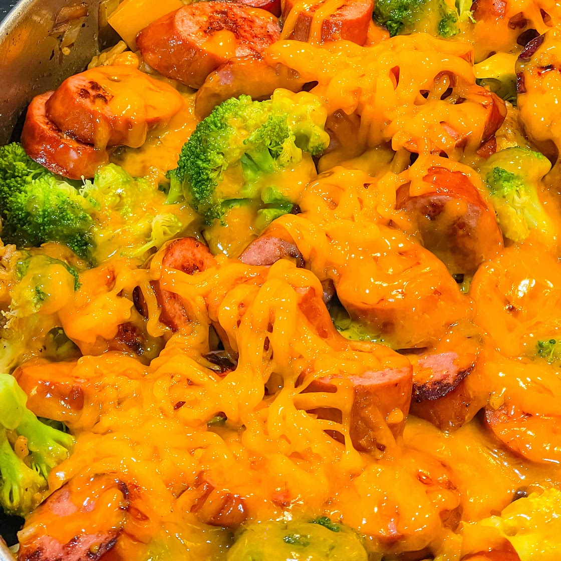 Skillet kielbasa with rice and peppers 
