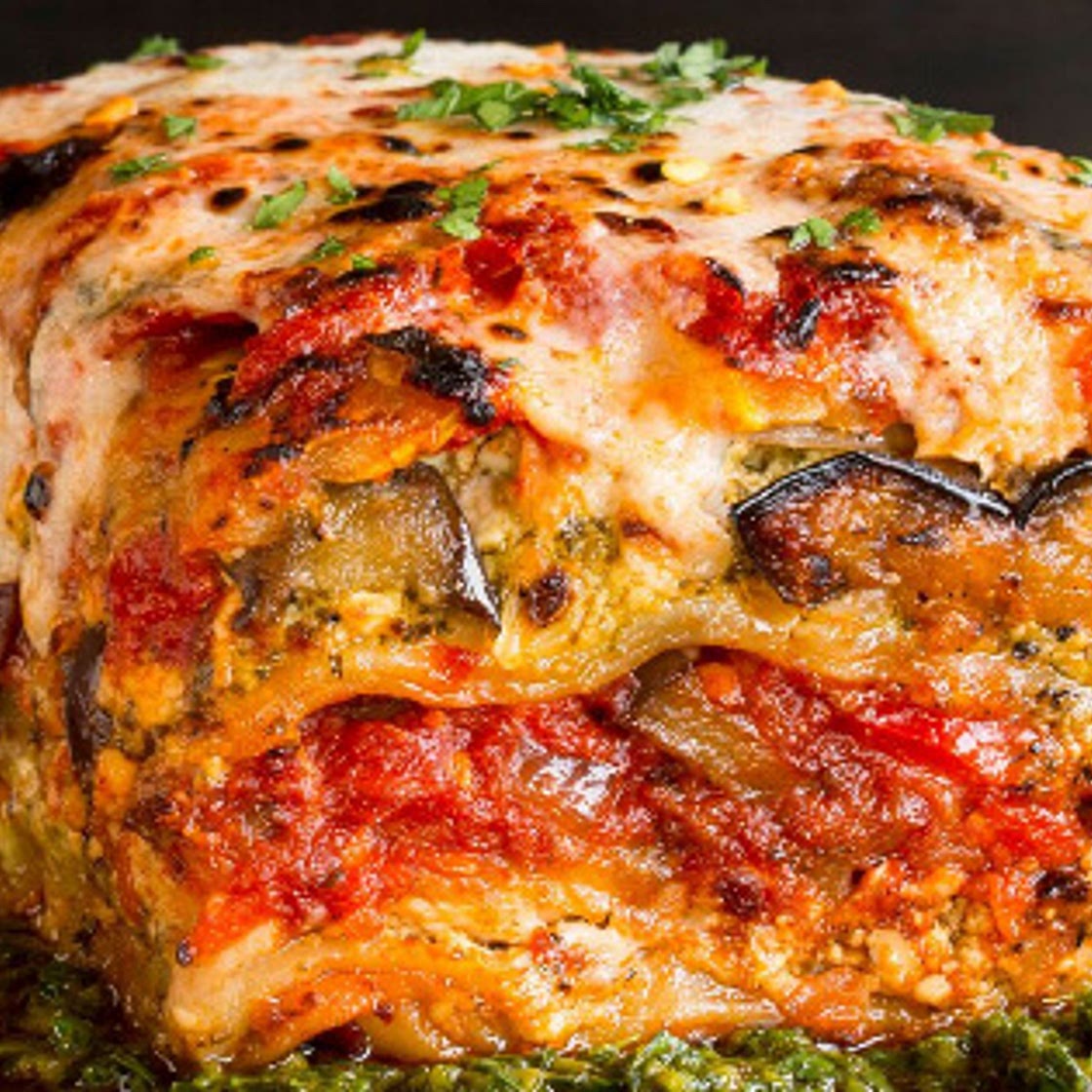 Voluptuous Roasted Vegetable Vegan Lasagna With Puttanesca Sauce