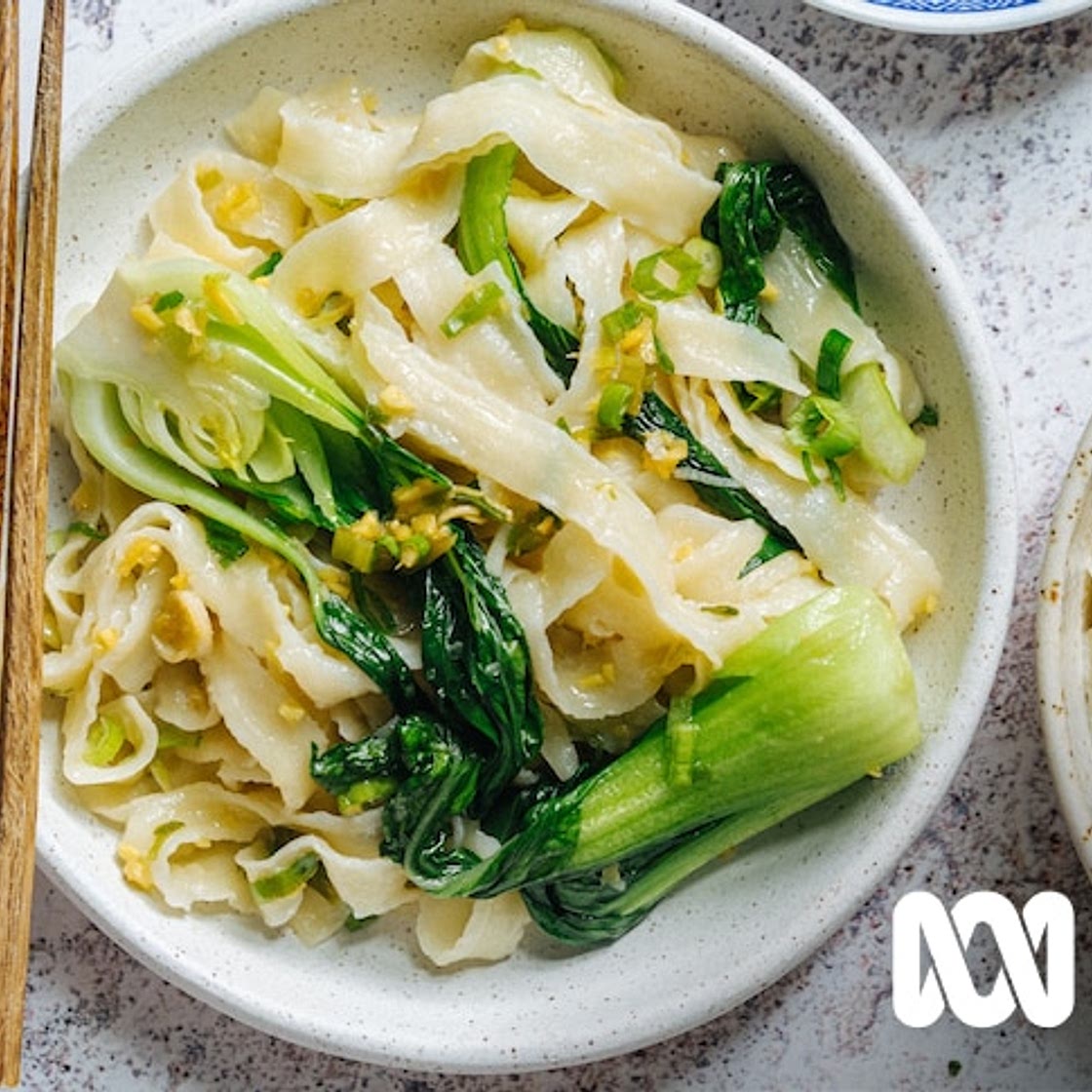 Hetty McKinnon's ginger and scallion oil noodles with baby bok c