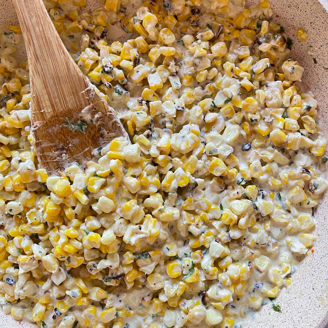 Creamy Lime & Herb Corn (Elote Inspired!)