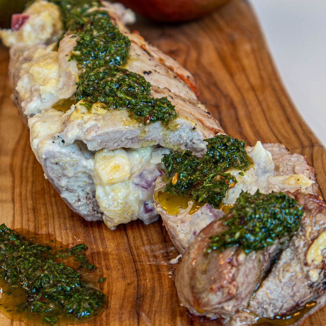 Cream Cheese & Mango Stuffed Pork Tenderloin