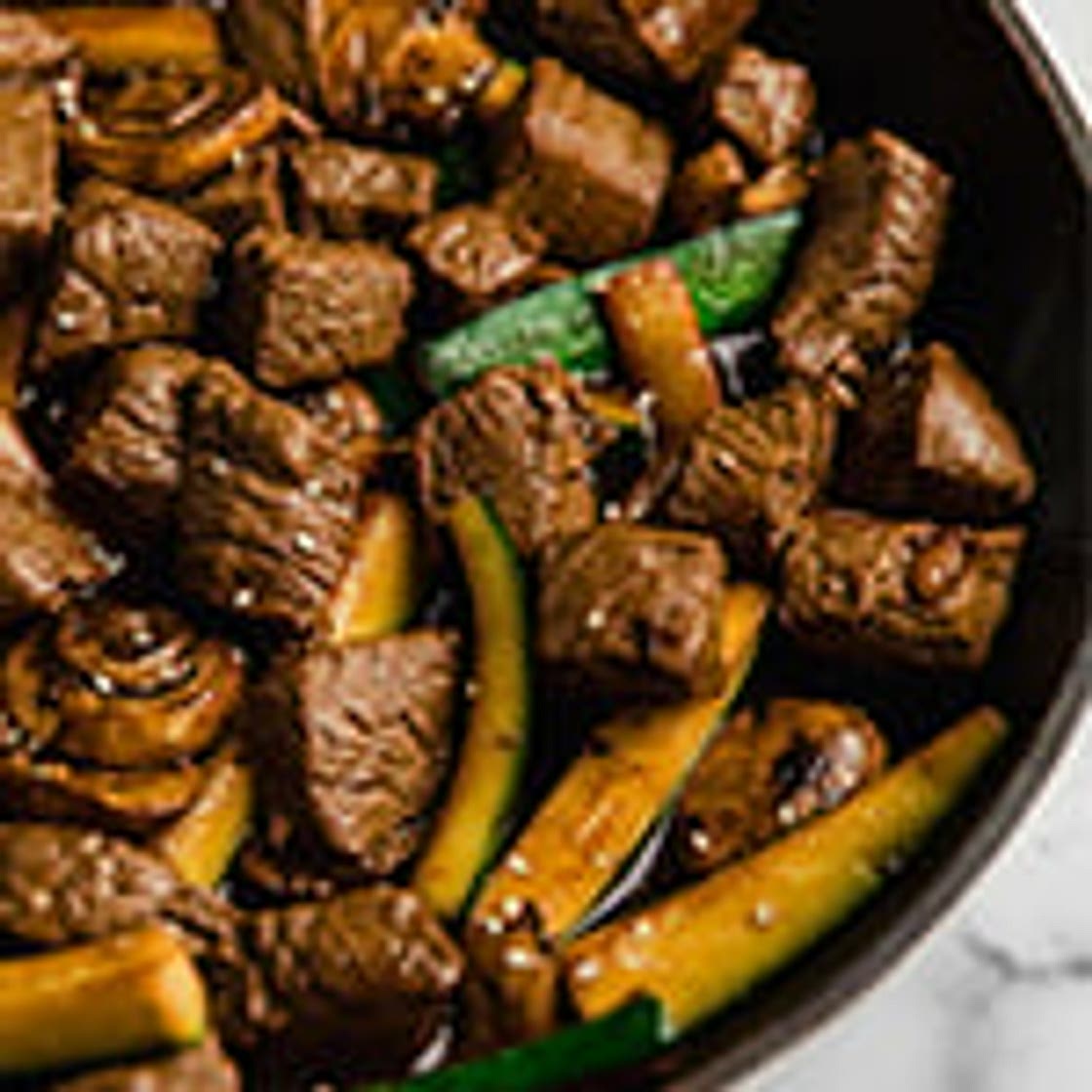 Hibachi Steak Bites with Zucchini and Mushrooms