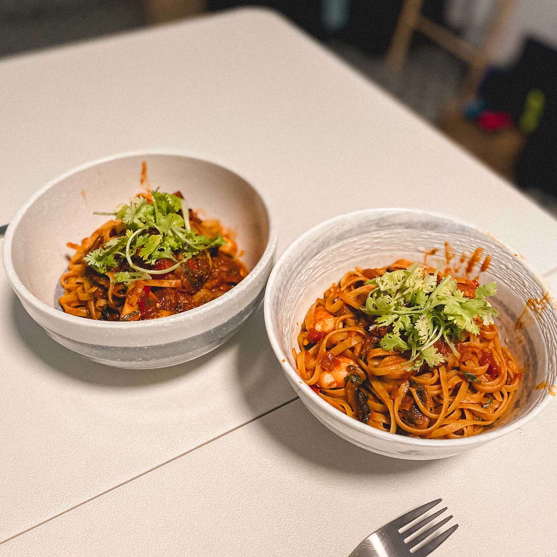 Tom Yum Spaghetti สปาเก็ตตี้ต้มยำกุ้ง