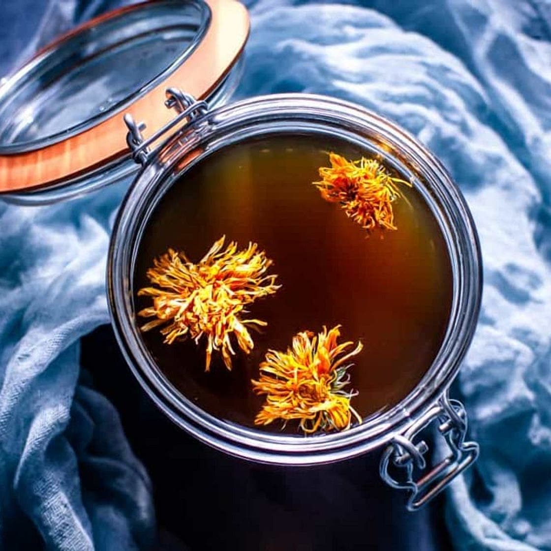 Healing Mushroom Broth with Herbs, Spices + Flowers