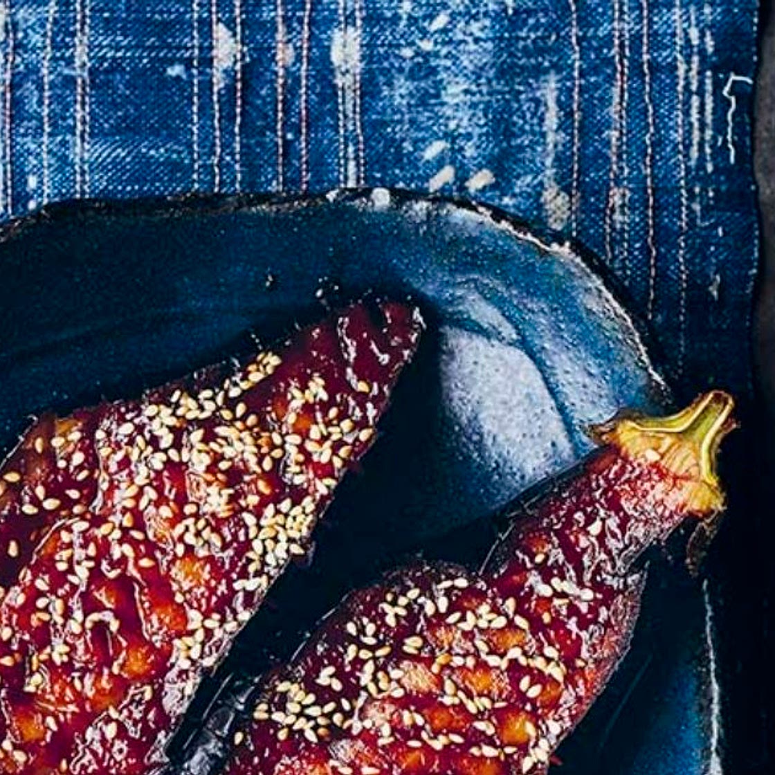 Sweet miso-glazed aubergine