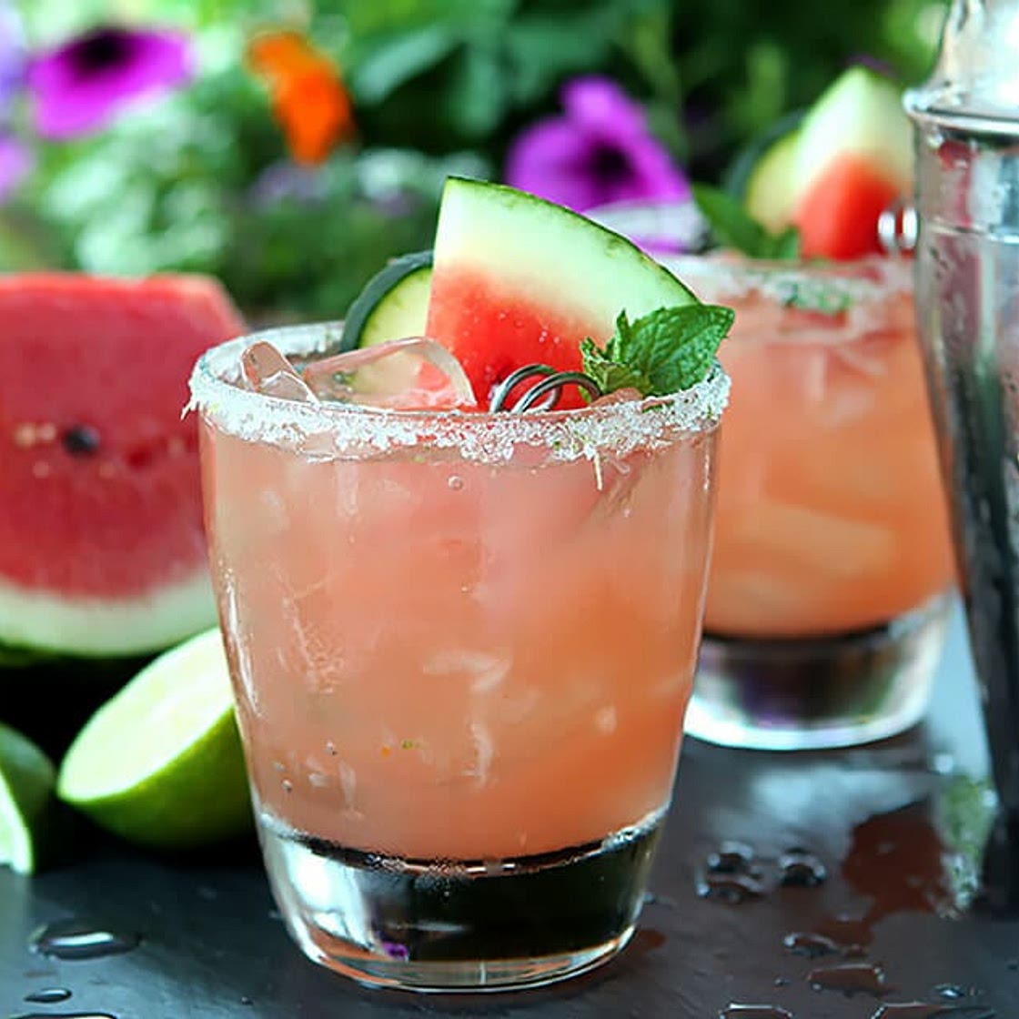 Watermelon Cucumber and Lime Cocktail