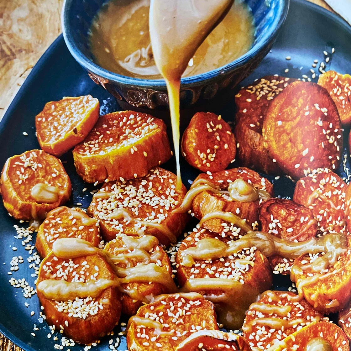 Melty Sweet Potato Rounds with Honeyed Tahini