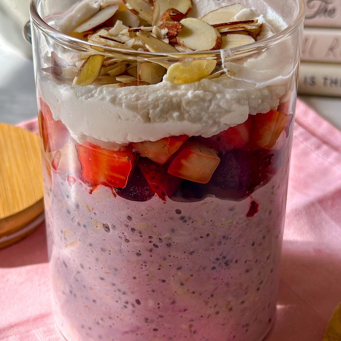 Vegan and Gluten-Free Strawberry Shortcake Overnight Oats