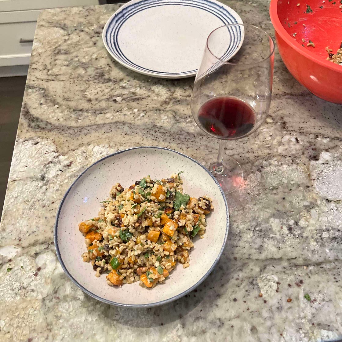 Freekeh Salad with Butternut Squash, Walnuts, and Raisins