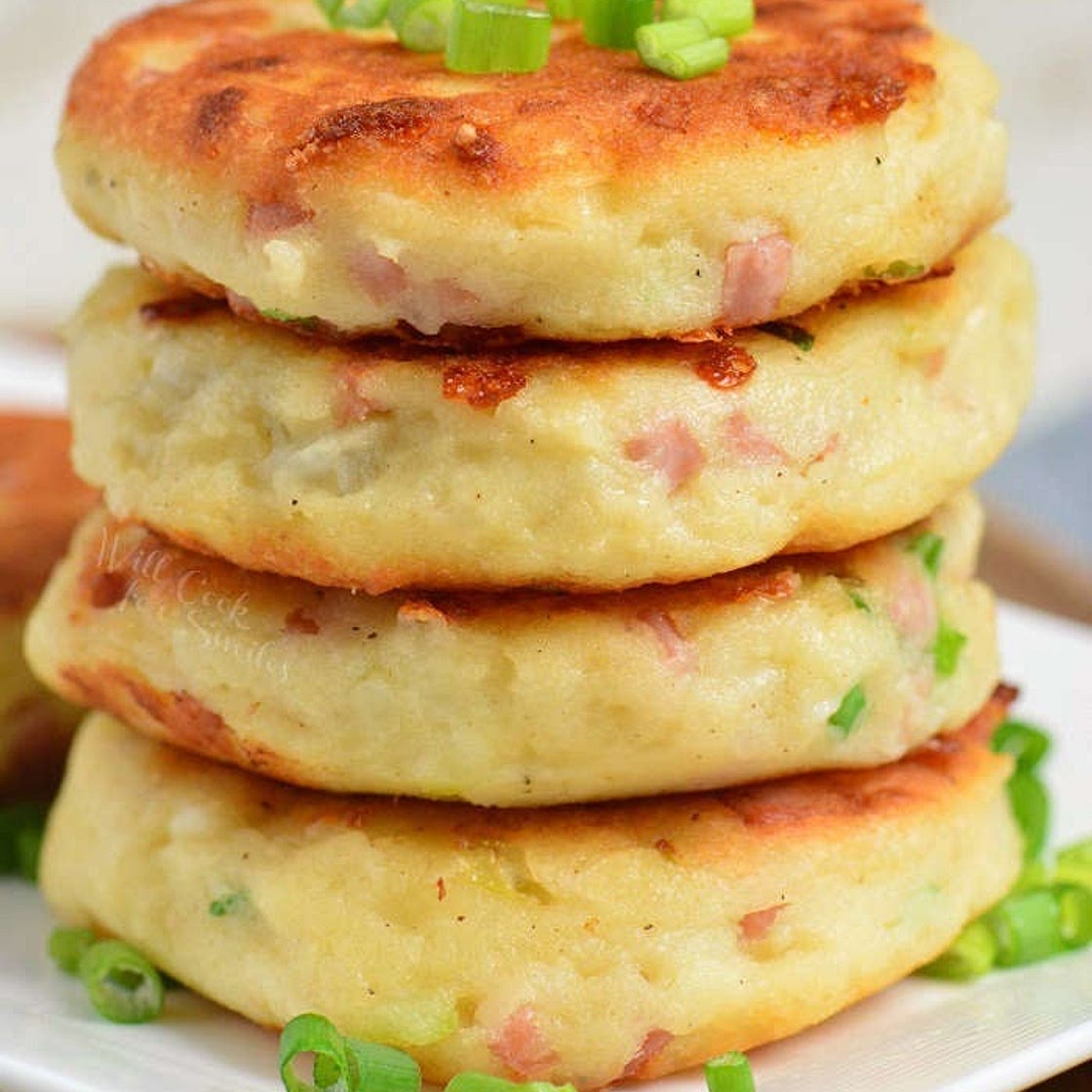 Ham and Cheese Mashed Potato Cakes