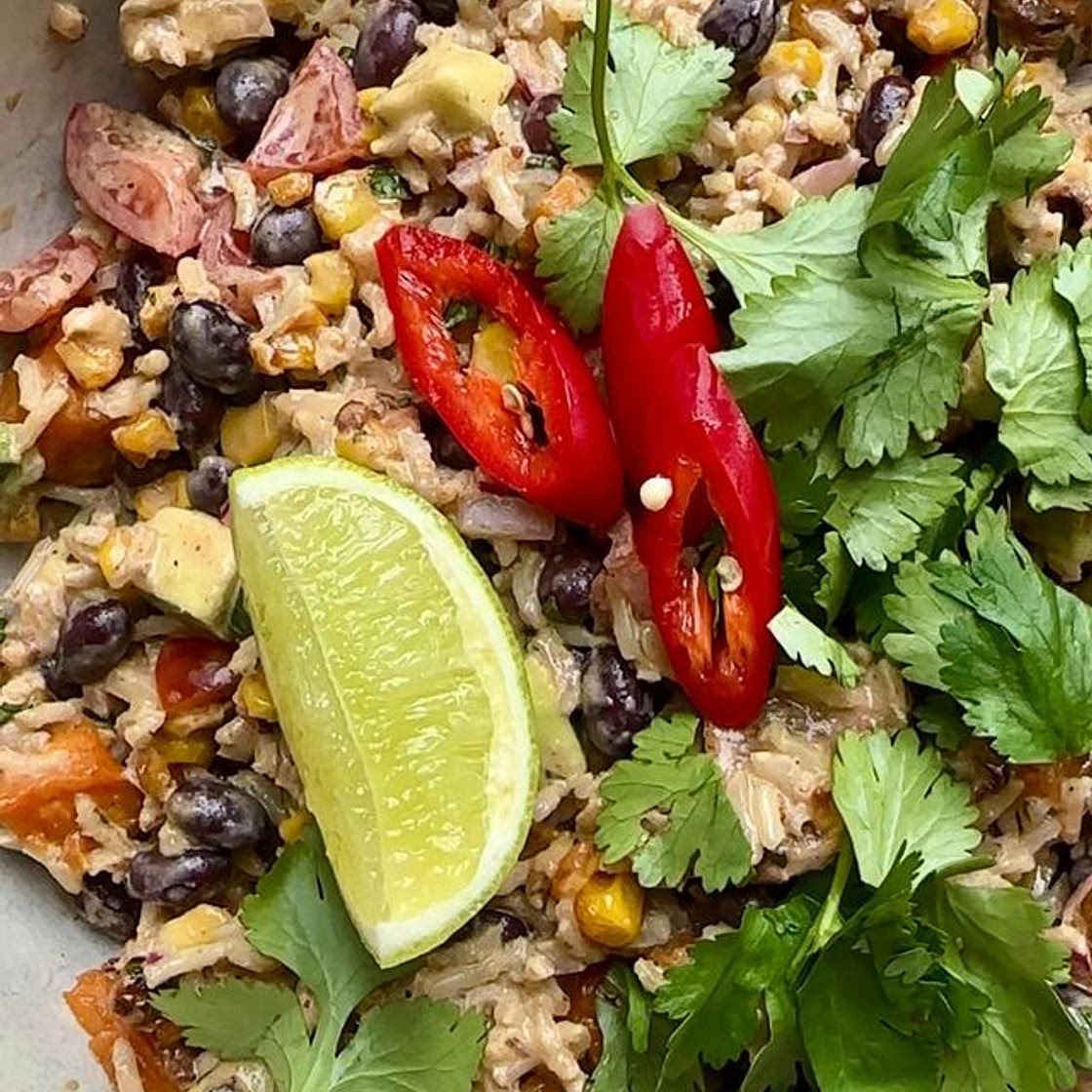 One for the meal prep gang; a naked burrito bowl loaded with ric