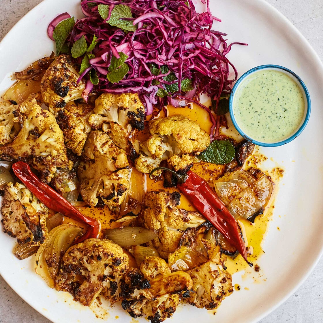 The Ottolenghi Test Kitchen’s Shawarma Cauliflower with Green Tahini