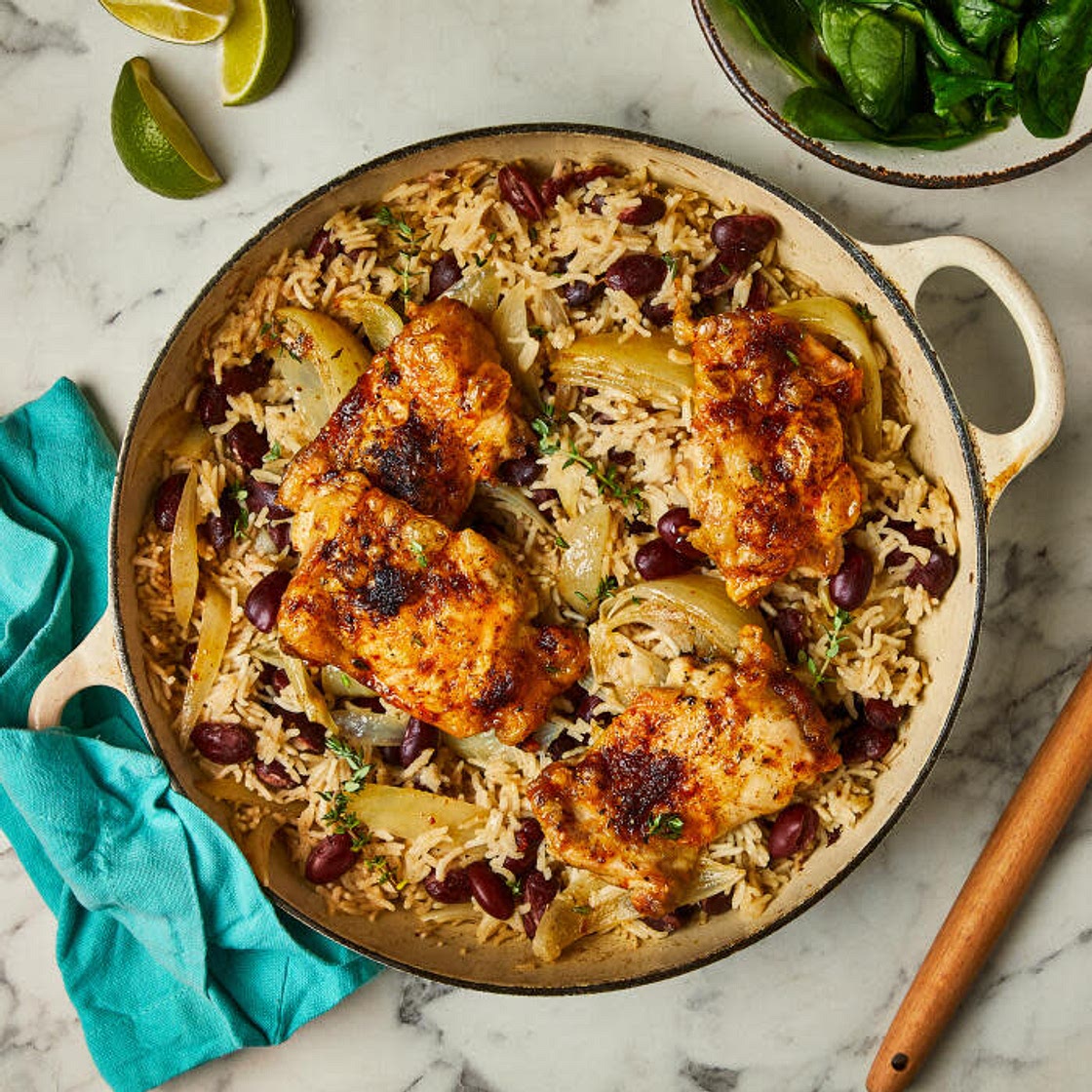 One-Pot Caribbean-Style Spiced Chicken, Rice & Peas