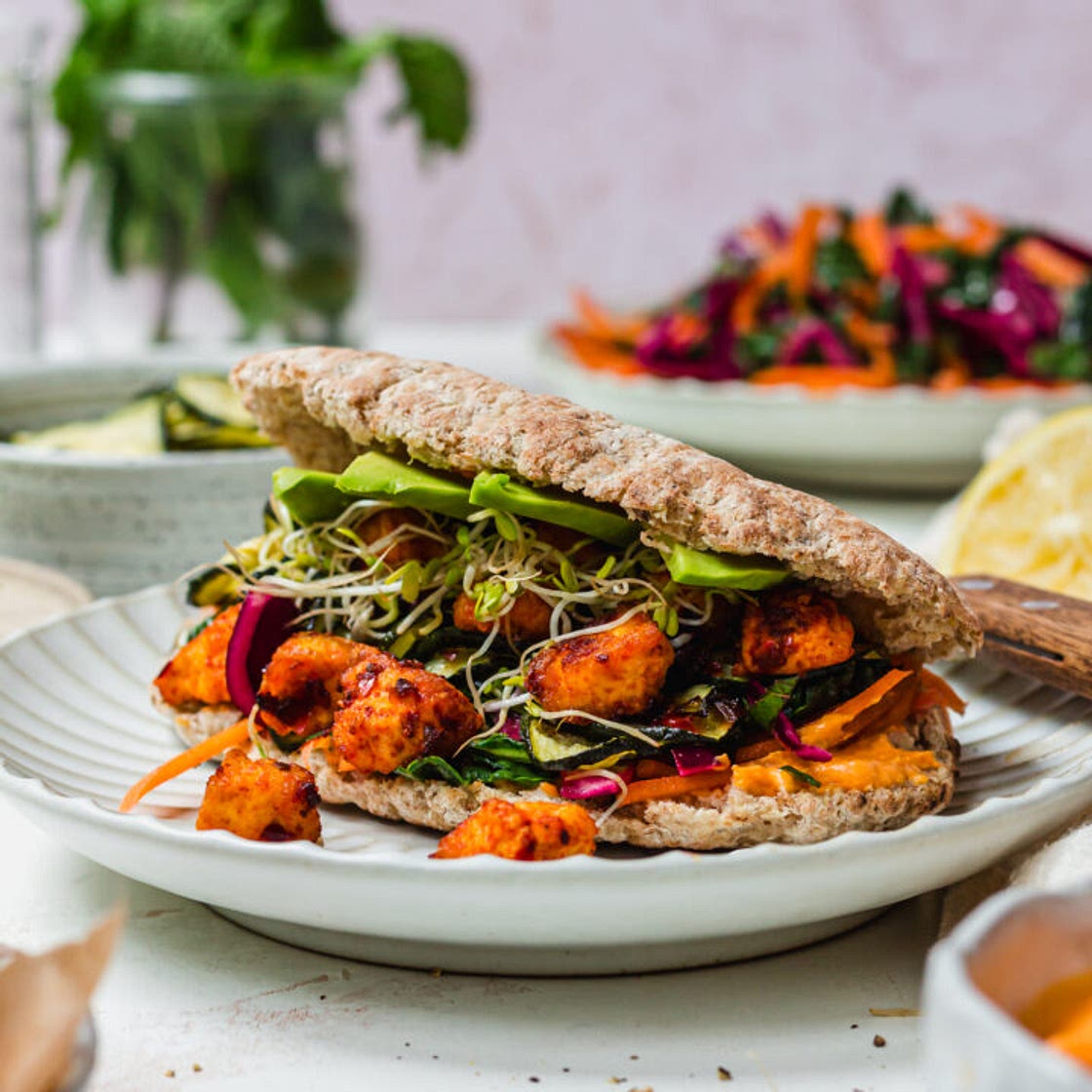 Harissa Tofu and Courgette Pittas (Vegan High-Protein)