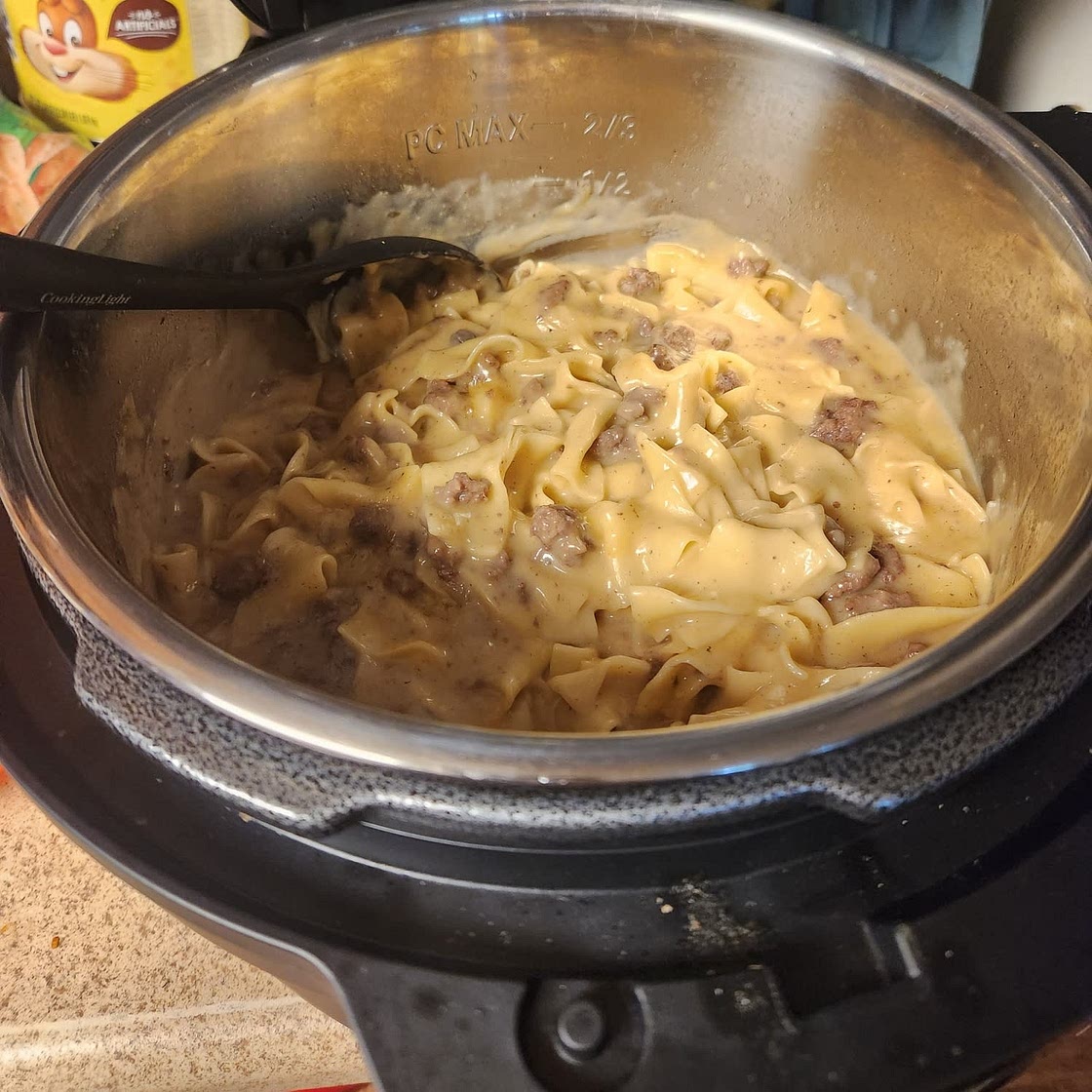 Instant Pot Cheesy Ground Beef and Noodles