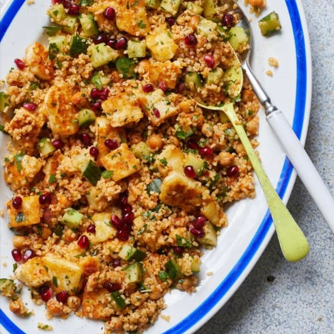 Fliss Freeborn’s halloumi, chickpea and bulgur wheat salad