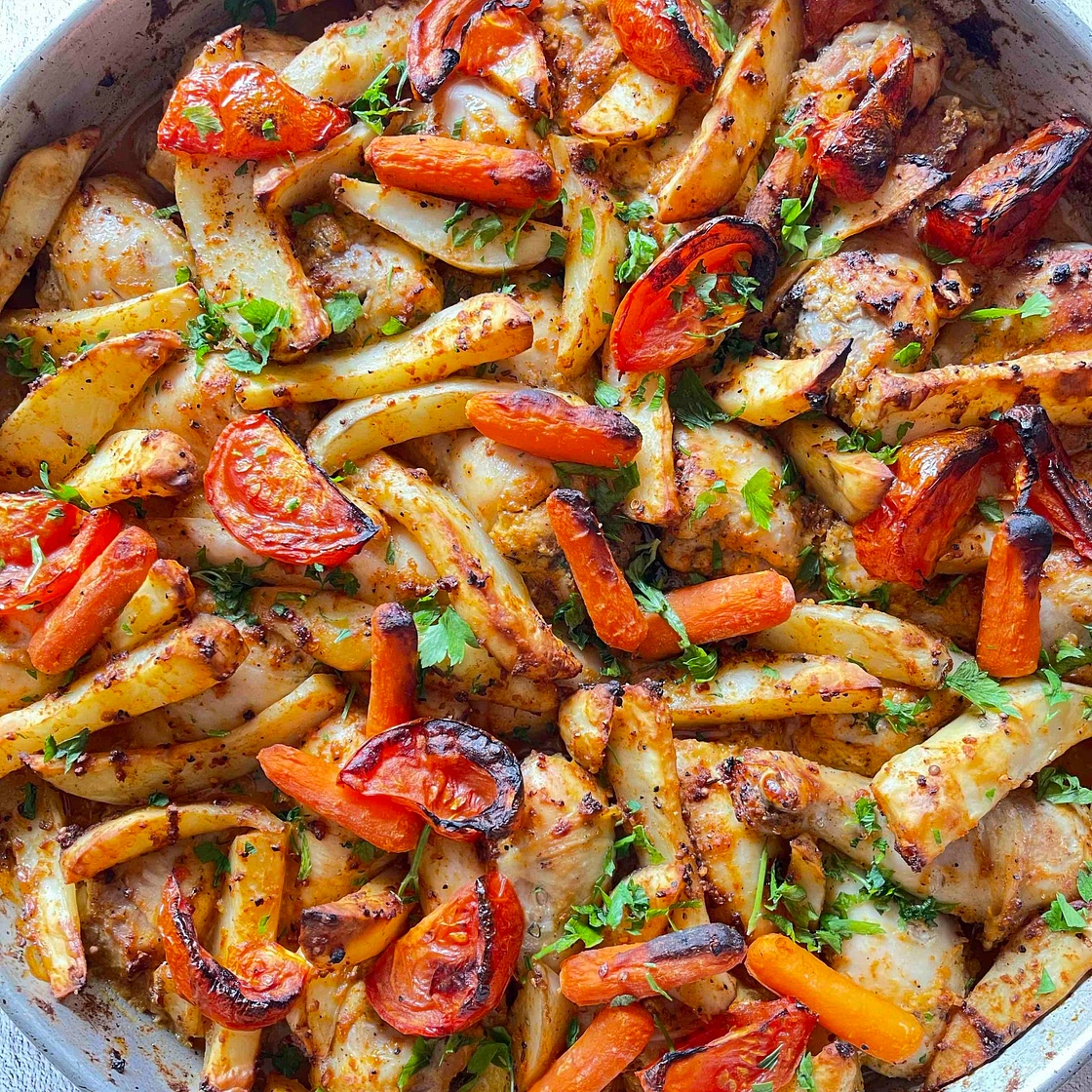 One Pan Roasted Chicken Drumsticks (Pantry & Fridge Clear-out!)