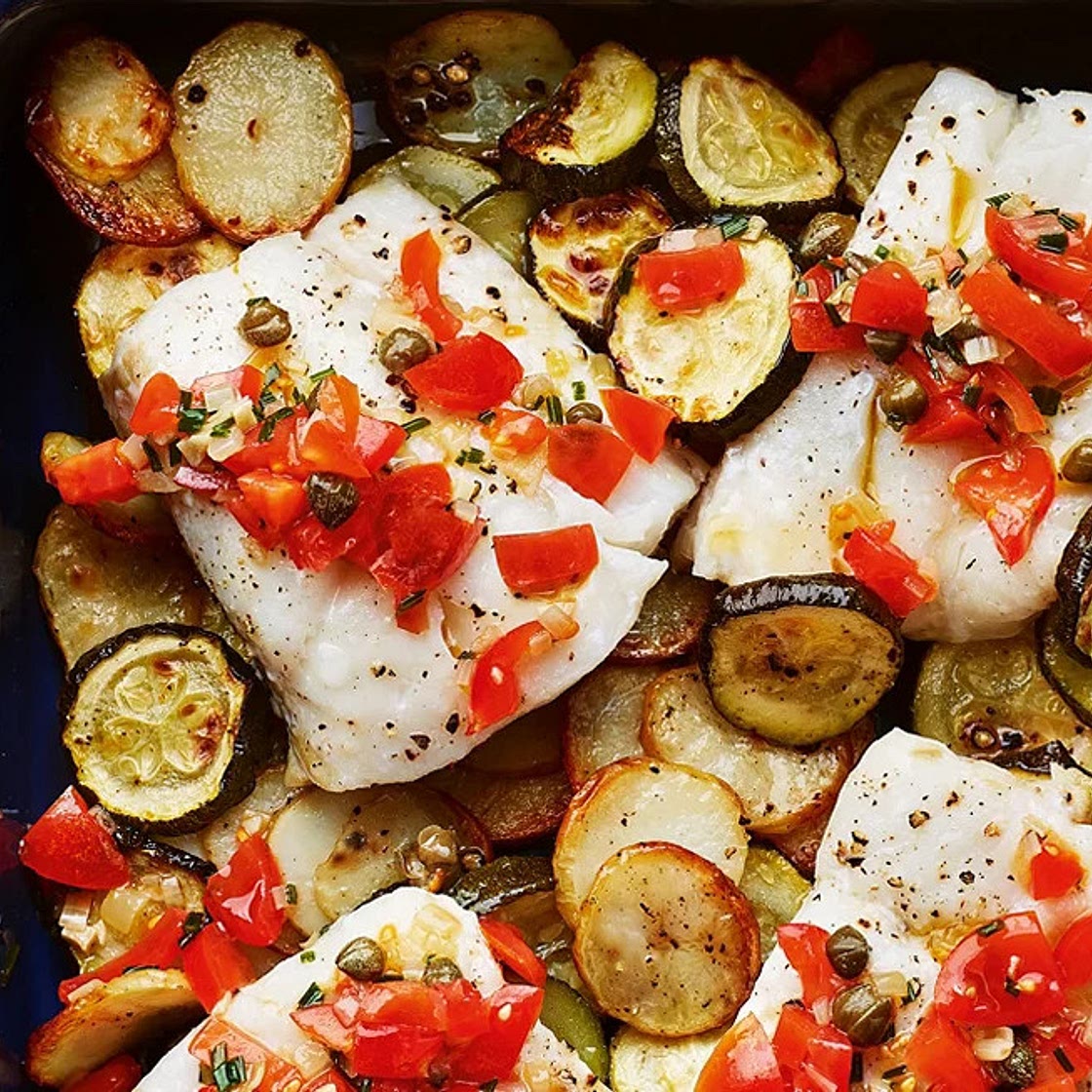 Roast Cod with Tomato Dressing
